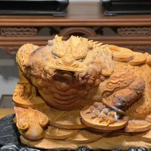 Tượng Cóc Gỗ Hoàng Đàn Cao 22cm