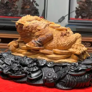 Tượng Cóc Gỗ Hoàng Đàn Cao 22cm