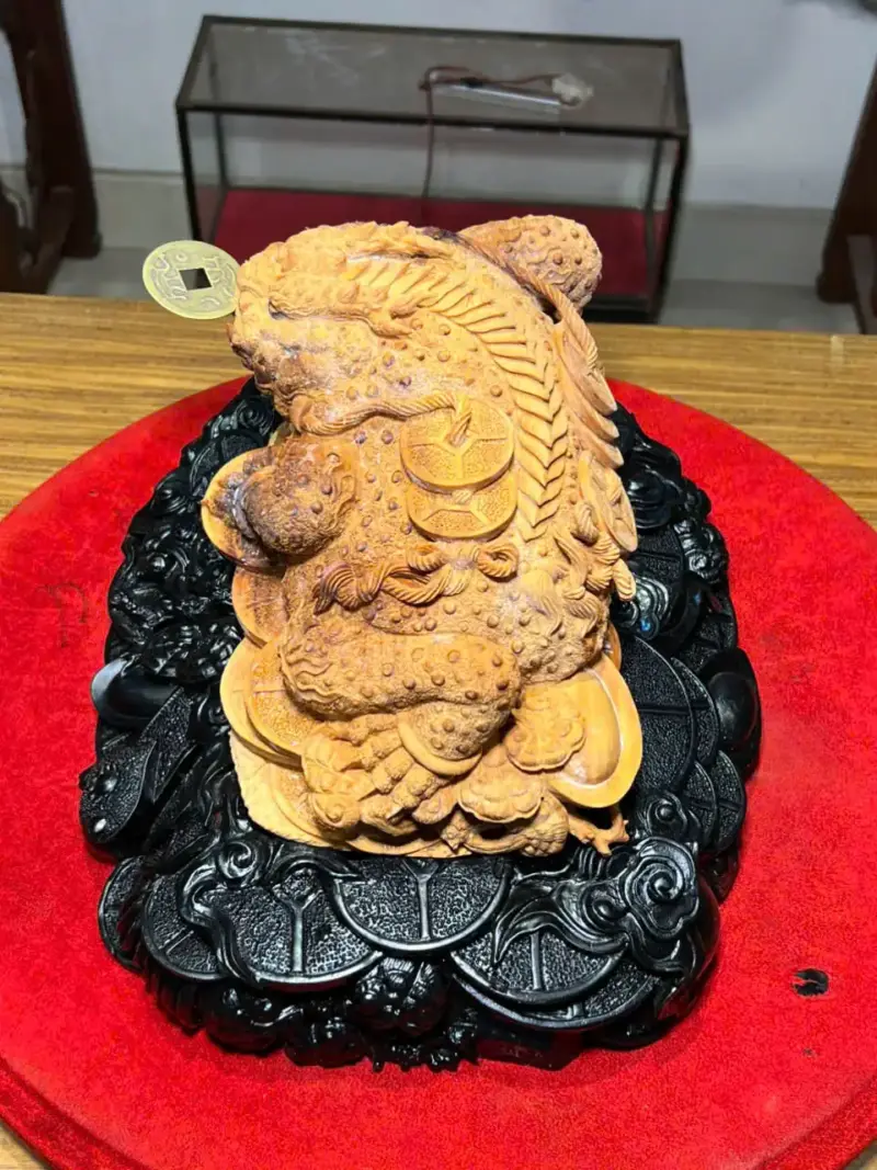 Tượng Cóc Gỗ Hoàng Đàn Cao 22cm