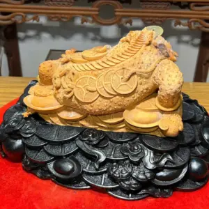Tượng Cóc Gỗ Hoàng Đàn Cao 22cm