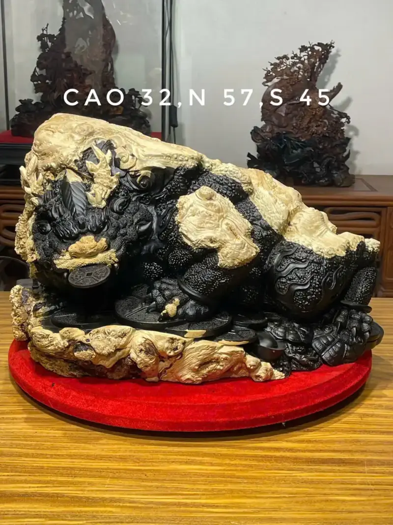 Tượng Cóc Gỗ Nu Mun Cao 32cm