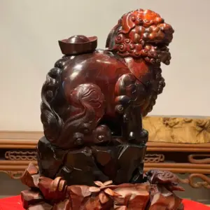 Tượng Nghê Gỗ Trắc Cao 40cm