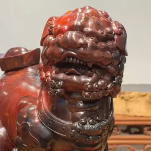 Tượng Nghê Gỗ Trắc Cao 40cm