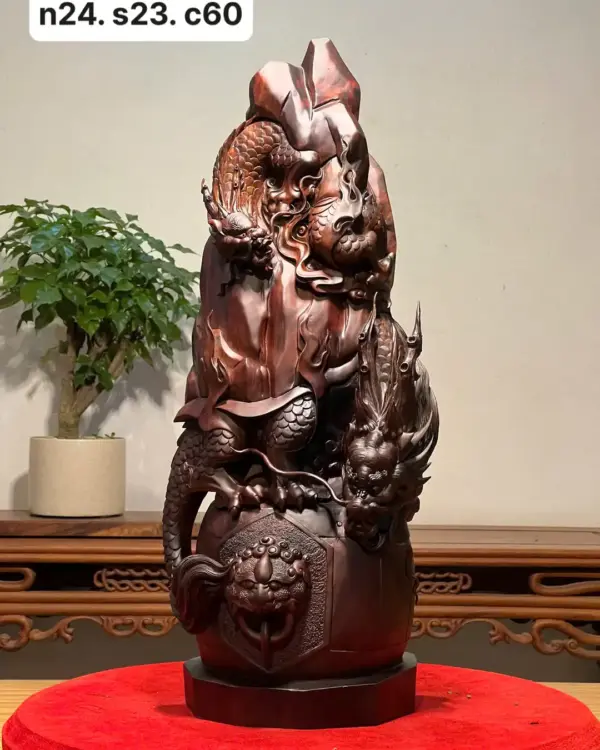 z7747553996390_0f665e8934623e71f8f765eb4dd9d8ed_Huyền Vũ Gỗ Trắc Giá 20 Triệu Cao 60cm Ngang 24cm Sâu 23cm Tượng Huyền Vũ Gỗ Trắc Cao 60cm