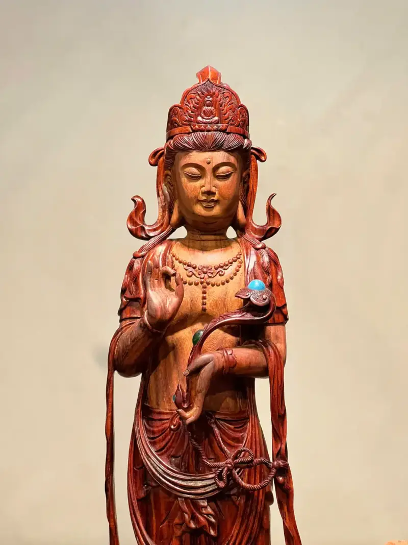 Tượng Phật Gỗ Nu Trắc Cao 58cm