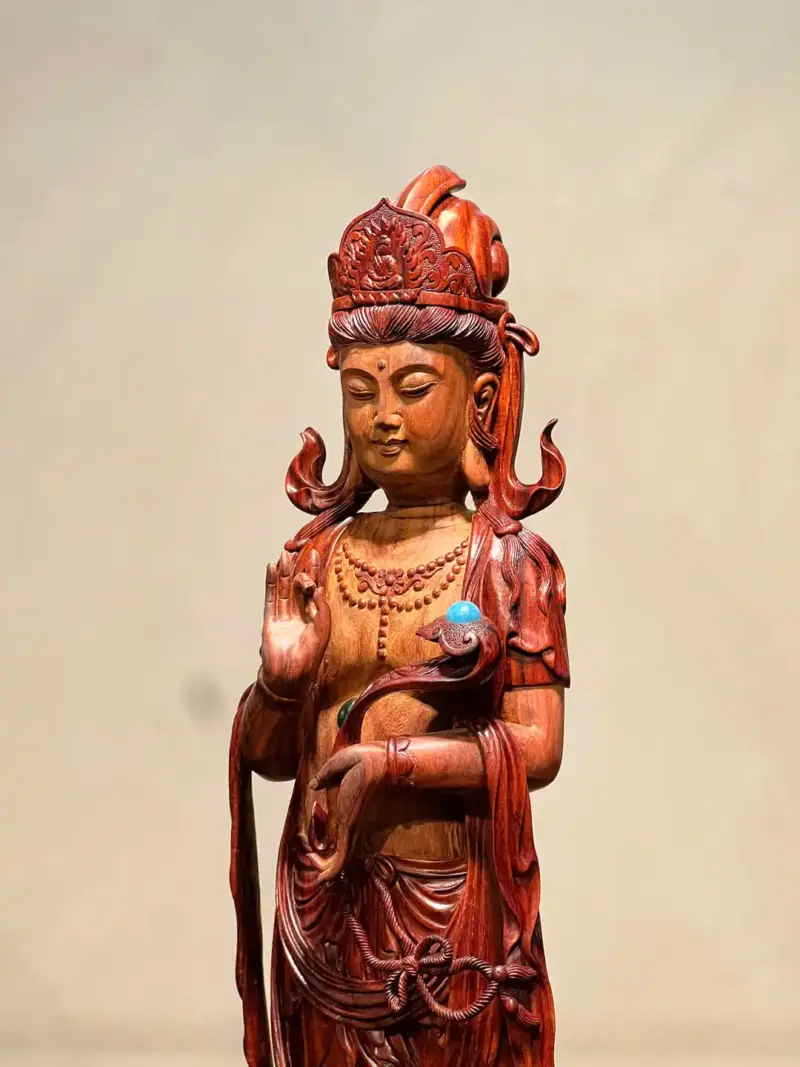 Tượng Phật Gỗ Nu Trắc Cao 58cm