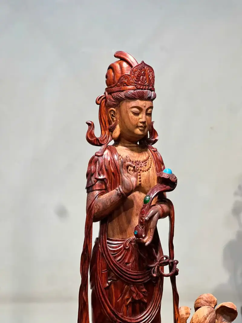 Tượng Phật Gỗ Nu Trắc Cao 58cm