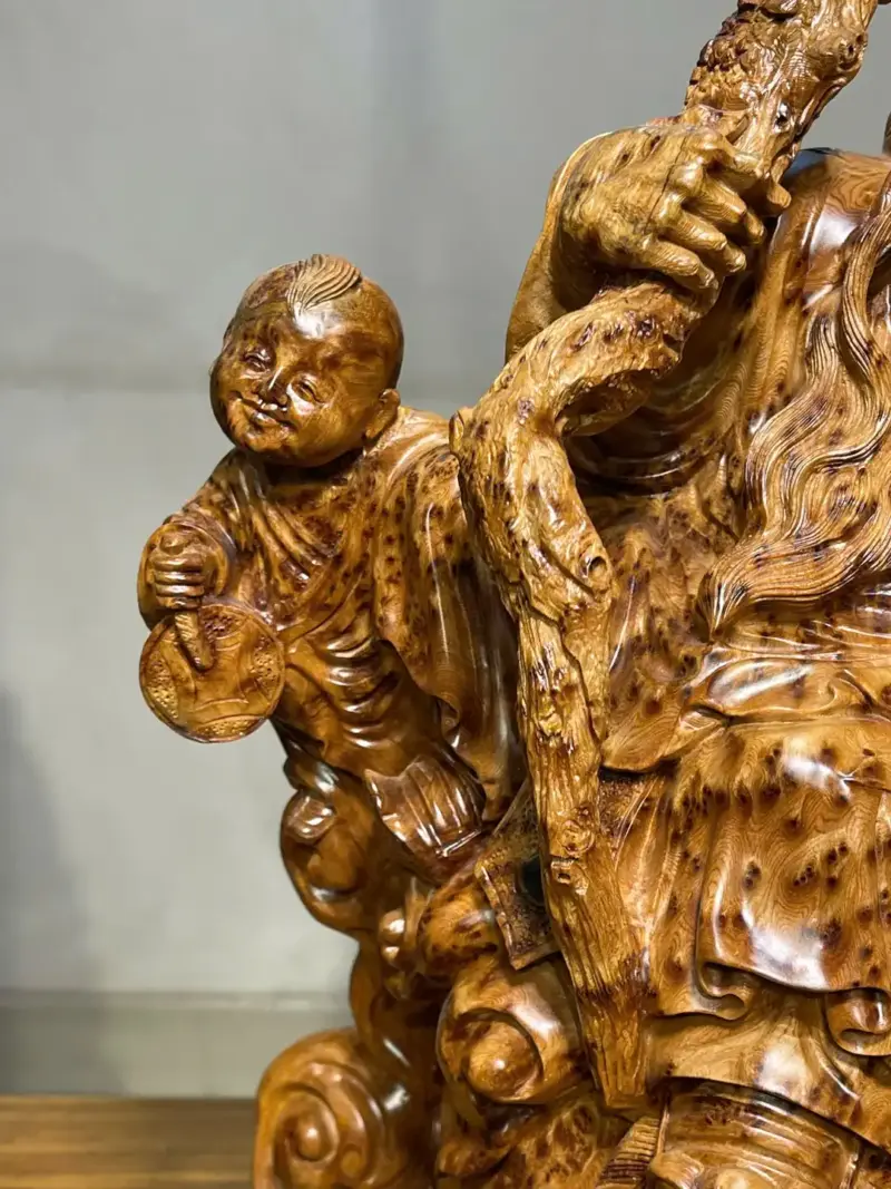 Tượng Ông Thọ Gỗ Nu Ngọc Am Cao 56cm