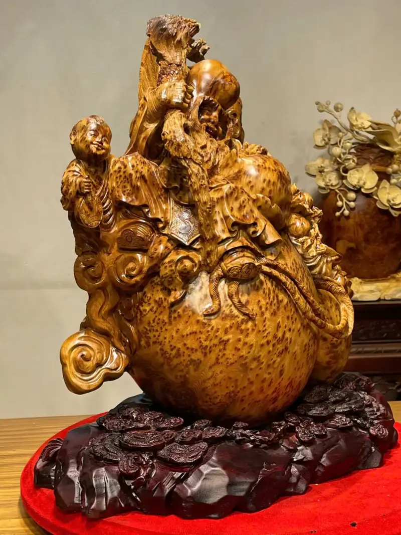 Tượng Ông Thọ Gỗ Nu Ngọc Am Cao 56cm