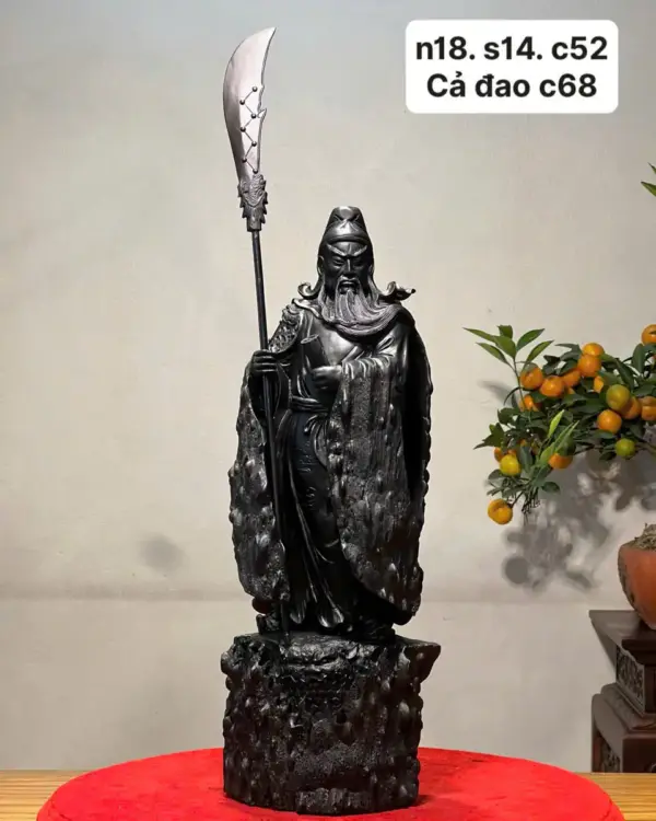 z7747578890891_9fb931d71aea1e96d63c7c6afd279e25_Quan Công Mun Giá 15 Triệu Cao 52cm Ngang 18cm Sâu 14cm Tượng Quan Công Gỗ Mun Cao 52cm