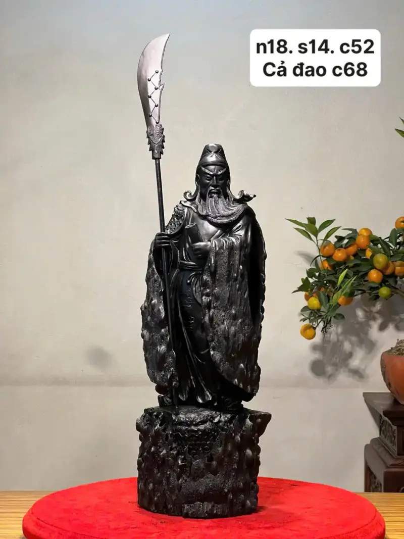 Tượng Quan Công Gỗ Mun Cao 52cm