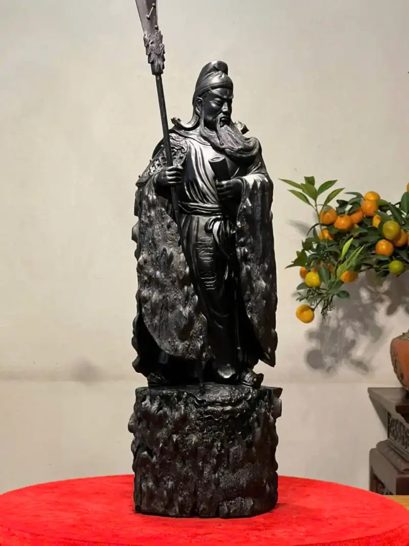 Tượng Quan Công Gỗ Mun Cao 52cm