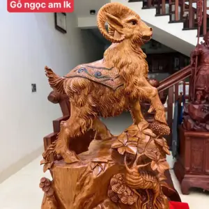 Tượng Nhất Dương Gỗ Ngọc Am Liền Khối Cao 62cm