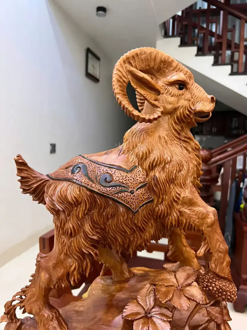 Tượng Nhất Dương Gỗ Ngọc Am Liền Khối Cao 62cm