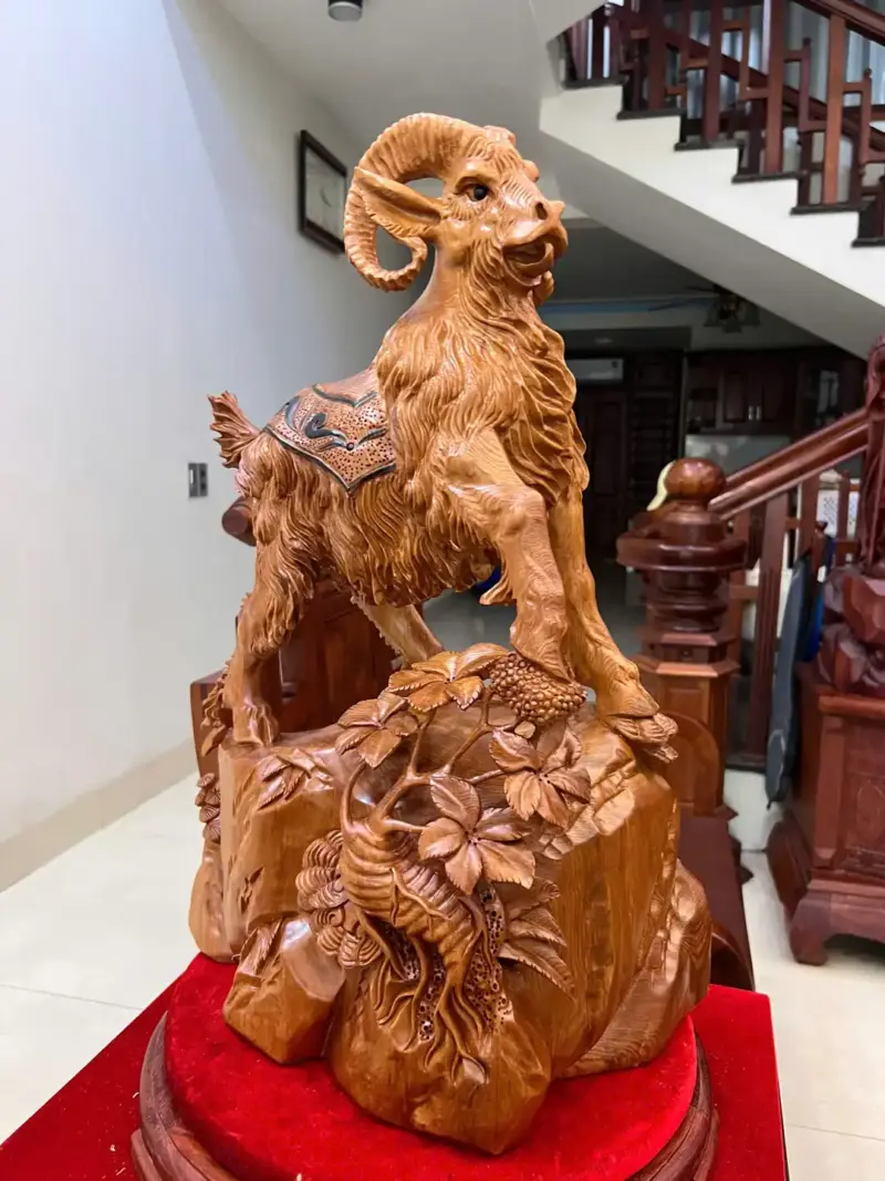 Tượng Nhất Dương Gỗ Ngọc Am Liền Khối Cao 62cm