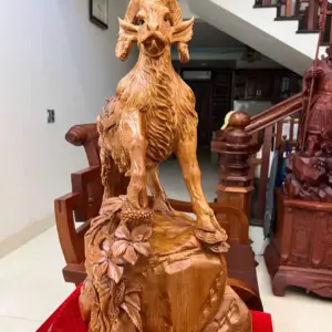 Tượng Nhất Dương Gỗ Ngọc Am Liền Khối Cao 62cm