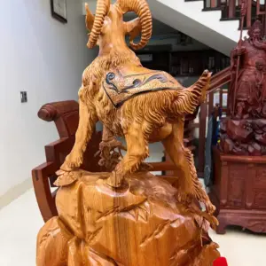 Tượng Nhất Dương Gỗ Ngọc Am Liền Khối Cao 62cm