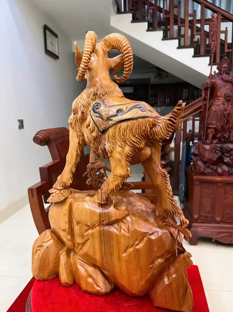 Tượng Nhất Dương Gỗ Ngọc Am Liền Khối Cao 62cm