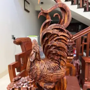 Tượng Nhất Kê Gỗ Sưa Bắc Cao 57cm