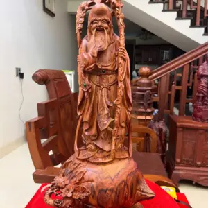 Tượng Ông Thọ Tiên Gỗ Sưa Bắc Liền Khối Cao 54