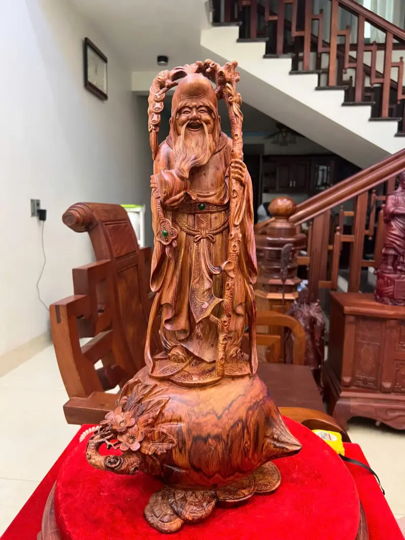 Tượng Ông Thọ Tiên Gỗ Sưa Bắc Liền Khối Cao 54