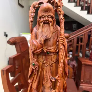 Tượng Ông Thọ Tiên Gỗ Sưa Bắc Liền Khối Cao 54