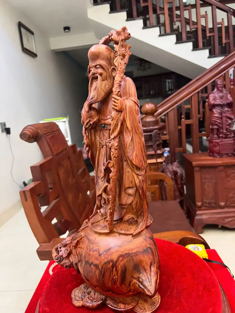 Tượng Ông Thọ Tiên Gỗ Sưa Bắc Liền Khối Cao 54