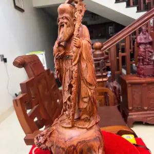 Tượng Cụ Thọ Tiên Gỗ Sưa Bắc Liền Khối Cao 54cm