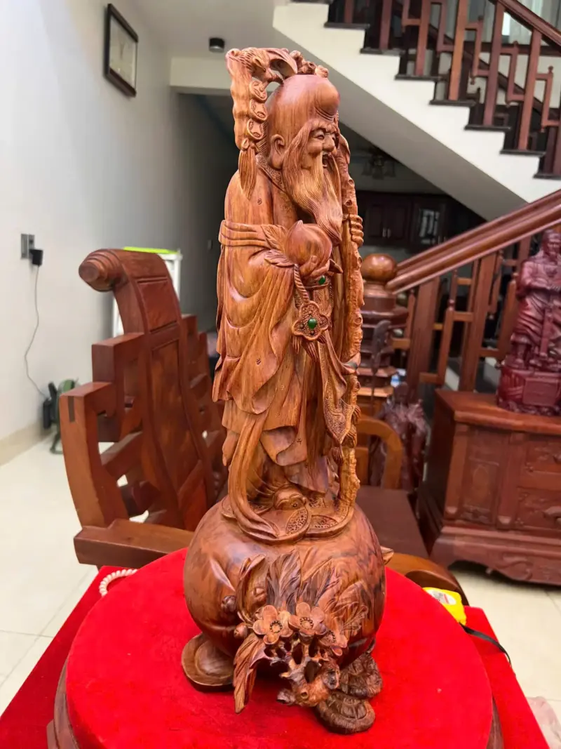 Tượng Ông Thọ Tiên Gỗ Sưa Bắc Liền Khối Cao 54