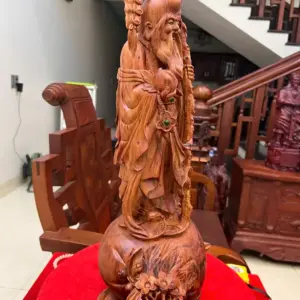 Tượng Cụ Thọ Tiên Gỗ Sưa Bắc Liền Khối Cao 54cm