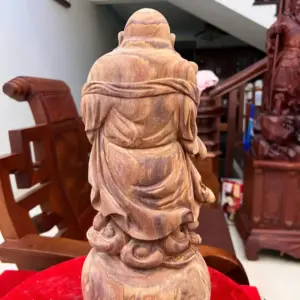 Tượng Di Lặc Chúc Phúc Gỗ Sưa Bắc Liền Khối Gỗ Già Tím Lịm Có Sơn Cao 40cm