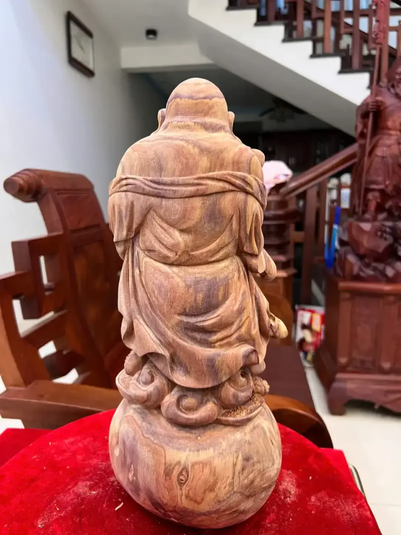 Tượng Di Lặc Chúc Phúc Gỗ Sưa Bắc Liền Khối Gỗ Già Tím Lịm Có Sơn Cao 40cm