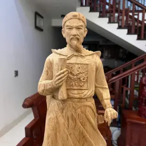 Tượng Trần Quốc Tuấn Gỗ Ngọc Am Liền Khối Cao 80