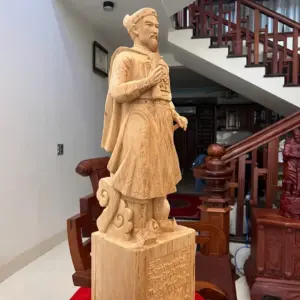 Tượng Trần Quốc Tuấn Gỗ Ngọc Am Liền Khối Cao 80cm