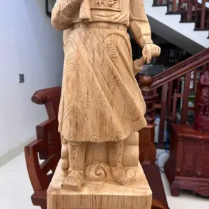 Tượng Trần Quốc Tuấn Gỗ Ngọc Am Liền Khối Cao 80