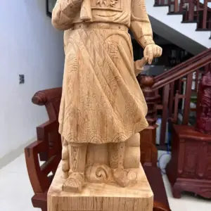 Tượng Trần Quốc Tuấn Gỗ Ngọc Am Liền Khối Cao 80cm