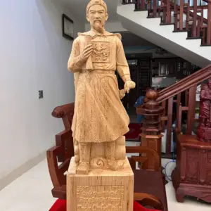 Tượng Trần Quốc Tuấn Gỗ Ngọc Am Liền Khối Cao 80