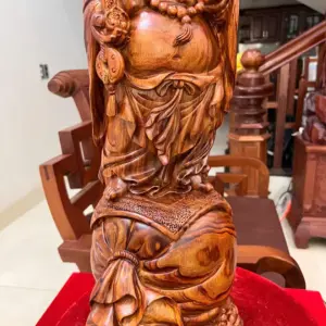 Tượng Di Lặc Gỗ Sưa Bắc Liền Khối Vân Đẹp Cao 58cm