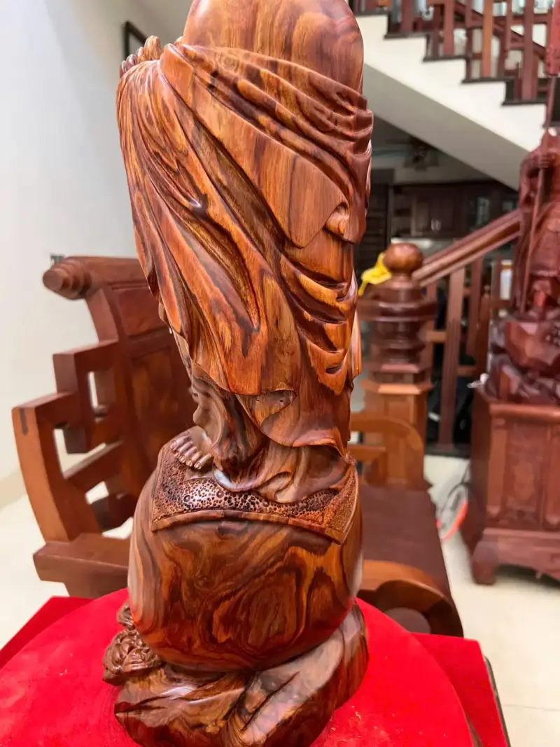 Tượng Di Lặc Gỗ Sưa Bắc Liền Khối Vân Đẹp Cao 58cm