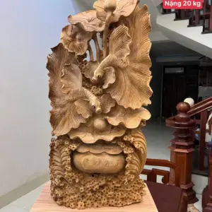 Tượng Cá Xiêm Gỗ Ngọc Am Chất Già Thơm Liền Khối Cao 84cm
