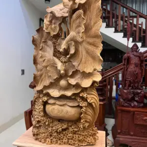 Tượng Cá Xiêm Gỗ Ngọc Am Chất Già Thơm Liền Khối Cao 84cm