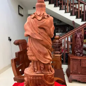 Tượng Trần Quốc Tuấn Chống Kiếm Gỗ Tử Đàn Có Sơn Cao 68cm