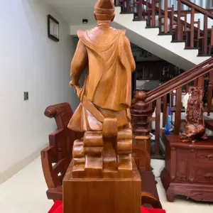 Tượng Trần Quốc Tuấn Gỗ Ngọc Am Liền Khối Cao 80cm
