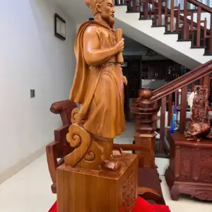 Tượng Trần Quốc Tuấn Gỗ Ngọc Am Liền Khối Cao 80cm
