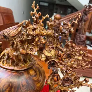 Bình Hoa Mai Gỗ Sưa Bắc Cao 27cm