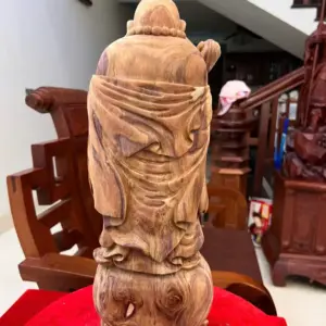 Tượng Di Lặc Gỗ Sưa Bắc Liền Khối Vân Đẹp Có Sơn Cao 46cm