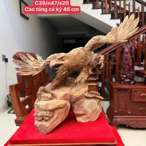 Tượng Đại Bàng Gỗ Sưa Bắc Liền Khối Mộc Đẹp Có Sơn Cao 39cm