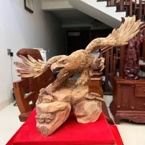 Tượng Đại Bàng Gỗ Sưa Bắc Liền Khối Mộc Đẹp Có Sơn Cao 39cm