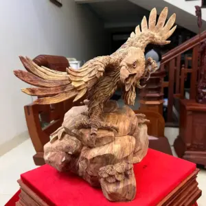 Tượng Đại Bàng Gỗ Sưa Bắc Liền Khối Mộc Đẹp Có Sơn Cao 39cm