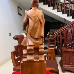 Tượng Trần Quốc Tuấn Gỗ Ngọc Am Liền Khối Cao 70cm